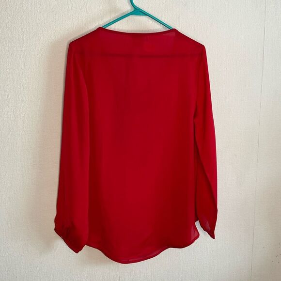 Ariat Top Women’s Medium Red Embellished SemiSheer Blouse Western Rodeo Cowgirl - Picture 5 of 13